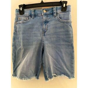 Thereabouts Girls 12 Denim Bermuda Shorts Bright Medium Wash Frayed Hem NWT‎